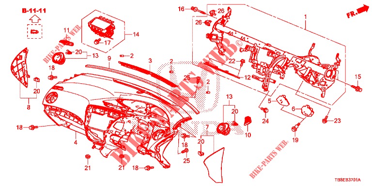 INSTRUMENT PANEL UPPER (RH) for Honda CIVIC TOURER DIESEL 1.6 EX 5 Doors 6 speed manual 2016