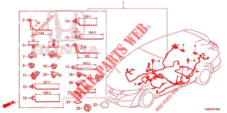 WIRE HARNESS (3) (RH) for Honda CIVIC TOURER DIESEL 1.6 EX 5 Doors 6 speed manual 2016