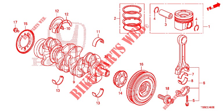 CRANKSHAFT/PISTON (DIESEL) for Honda CIVIC TOURER DIESEL 1.6 EXGT 5 Doors 6 speed manual 2016
