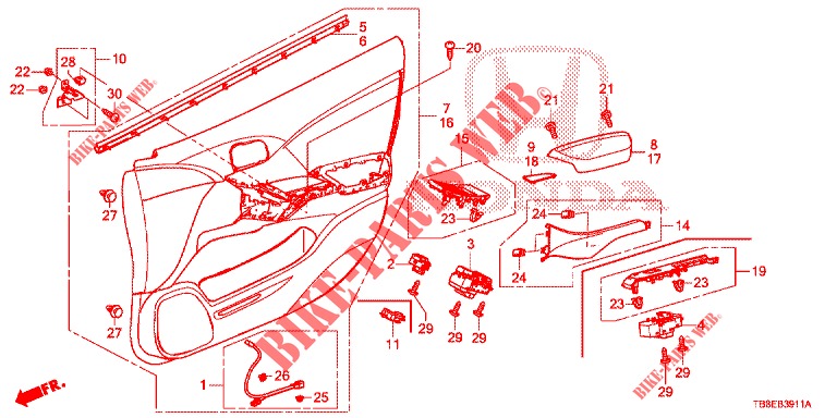 FRONT DOOR LINING (RH) for Honda CIVIC TOURER DIESEL 1.6 EXGT 5 Doors 6 speed manual 2016