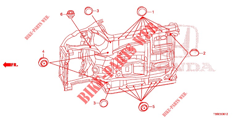 GROMMET (INFERIEUR) for Honda CIVIC TOURER DIESEL 1.6 EXGT 5 Doors 6 speed manual 2016