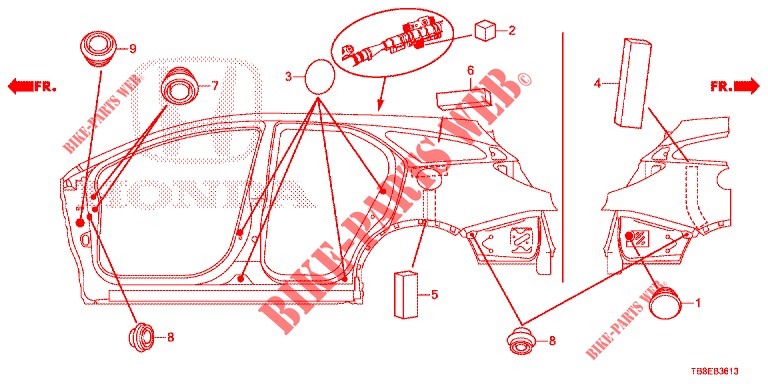 GROMMET (LATERAL) for Honda CIVIC TOURER DIESEL 1.6 EXGT 5 Doors 6 speed manual 2016