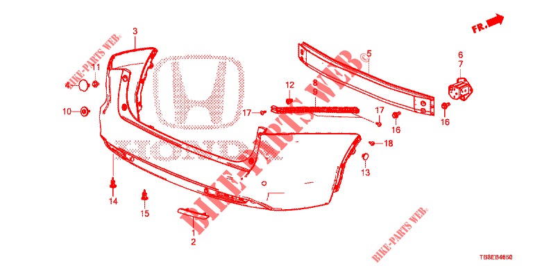 REAR BUMPER  for Honda CIVIC TOURER DIESEL 1.6 EXGT 5 Doors 6 speed manual 2016
