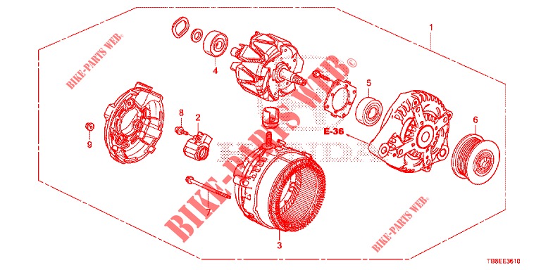 ALTERNATOR (DIESEL) (DENSO) for Honda CIVIC TOURER DIESEL 1.6 SE 5 Doors 6 speed manual 2016