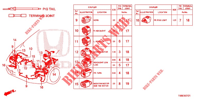 ELECTRICAL CONNECTORS (AVANT) (DIESEL) for Honda CIVIC TOURER DIESEL 1.6 SE 5 Doors 6 speed manual 2016