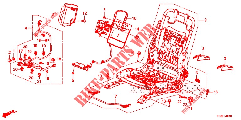 FRONT SEAT COMPONENTS (G.) (1) for Honda CIVIC TOURER DIESEL 1.6 SE 5 Doors 6 speed manual 2016