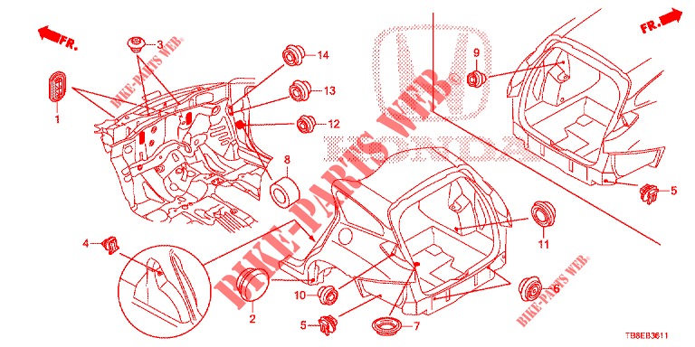 GROMMET (ARRIERE) for Honda CIVIC TOURER DIESEL 1.6 SE 5 Doors 6 speed manual 2016