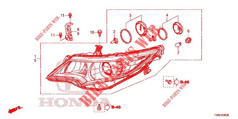 HEADLIGHT  for Honda CIVIC TOURER DIESEL 1.6 SE 5 Doors 6 speed manual 2016