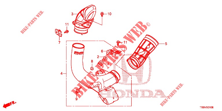 AIR INTAKE TUBE (DIESEL) for Honda CIVIC TOURER DIESEL 1.6 ES 5 Doors 6 speed manual 2017
