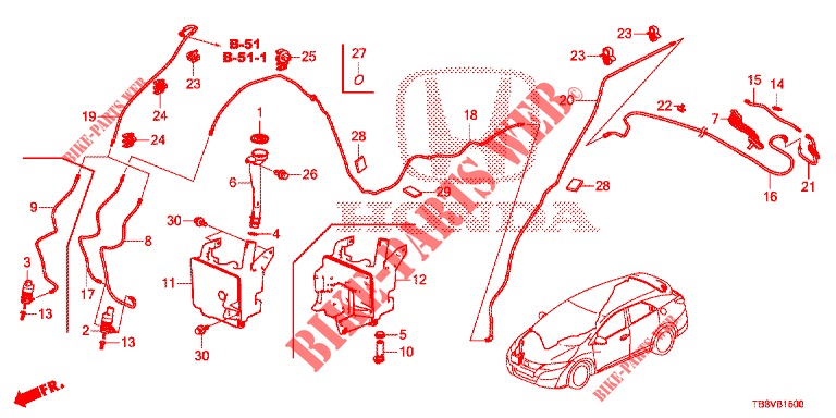 FRONT WINDSHIELD WASHER (2D)  for Honda CIVIC TOURER DIESEL 1.6 ES 5 Doors 6 speed manual 2017
