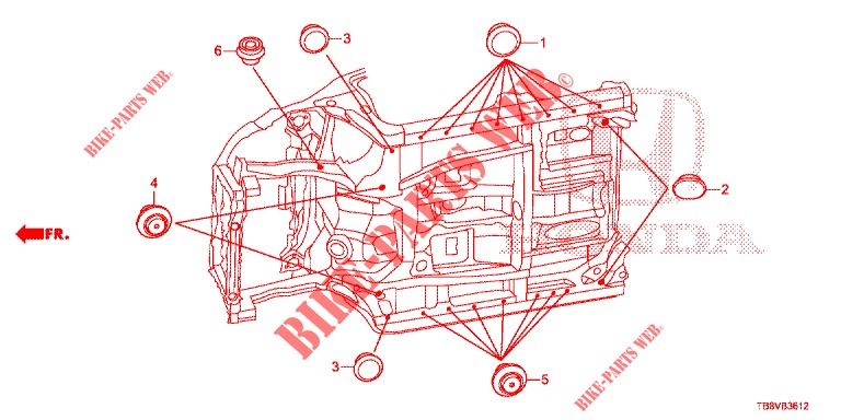 GROMMET (INFERIEUR) for Honda CIVIC TOURER DIESEL 1.6 ES 5 Doors 6 speed manual 2017