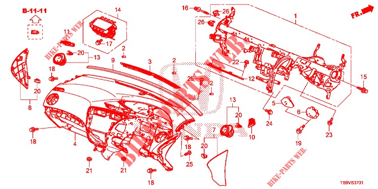 INSTRUMENT PANEL UPPER (RH) for Honda CIVIC TOURER DIESEL 1.6 ES 5 Doors 6 speed manual 2017
