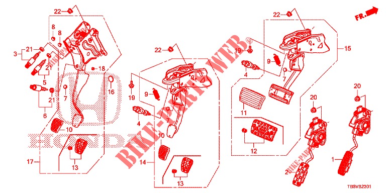 PEDAL (RH) for Honda CIVIC TOURER DIESEL 1.6 ES 5 Doors 6 speed manual 2017
