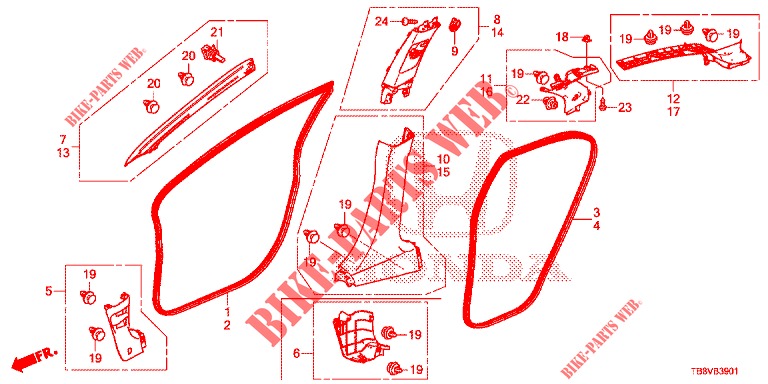 PILLAR GARNISH (RH) for Honda CIVIC TOURER DIESEL 1.6 ES 5 Doors 6 speed manual 2017