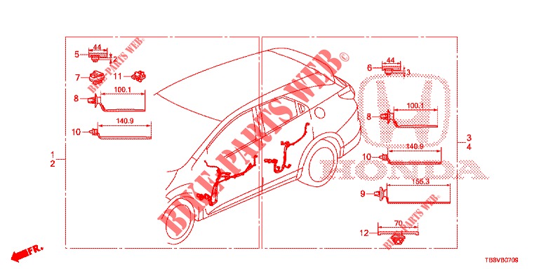 WIRE HARNESS (5) (RH) for Honda CIVIC TOURER DIESEL 1.6 ES 5 Doors 6 speed manual 2017