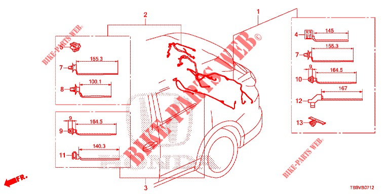 WIRE HARNESS (7) for Honda CIVIC TOURER DIESEL 1.6 ES 5 Doors 6 speed manual 2017