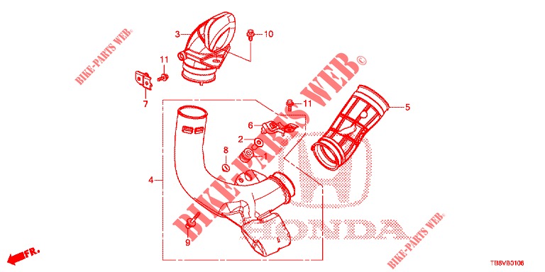 AIR INTAKE TUBE (DIESEL) for Honda CIVIC TOURER DIESEL 1.6 EX 5 Doors 6 speed manual 2017