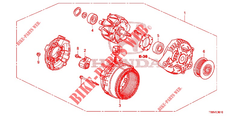ALTERNATOR (DIESEL) (DENSO) for Honda CIVIC TOURER DIESEL 1.6 EX 5 Doors 6 speed manual 2017