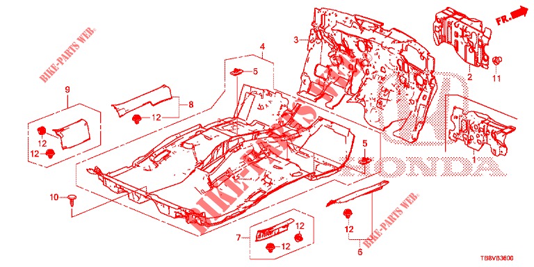 FLOOR MAT/INSULATOR  for Honda CIVIC TOURER DIESEL 1.6 EX 5 Doors 6 speed manual 2017