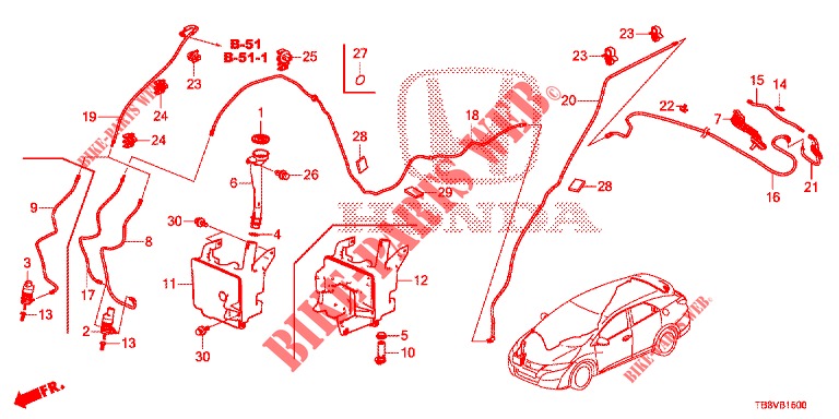 FRONT WINDSHIELD WASHER (2D)  for Honda CIVIC TOURER DIESEL 1.6 EX 5 Doors 6 speed manual 2017
