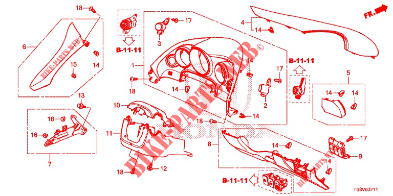 INSTRUMENT GARNISH (COTE DE CONDUCTEUR) (RH) for Honda CIVIC TOURER DIESEL 1.6 EX 5 Doors 6 speed manual 2017