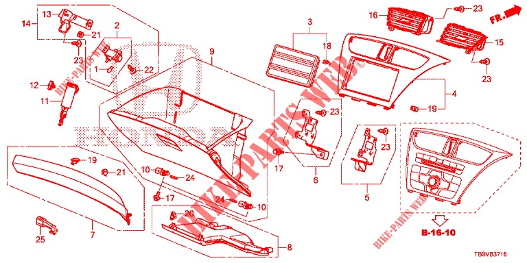 INSTRUMENT GARNISH (COTE DE PASSAGER) (RH) for Honda CIVIC TOURER DIESEL 1.6 EX 5 Doors 6 speed manual 2017