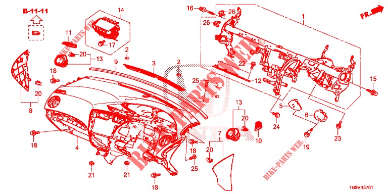 INSTRUMENT PANEL UPPER (RH) for Honda CIVIC TOURER DIESEL 1.6 EX 5 Doors 6 speed manual 2017