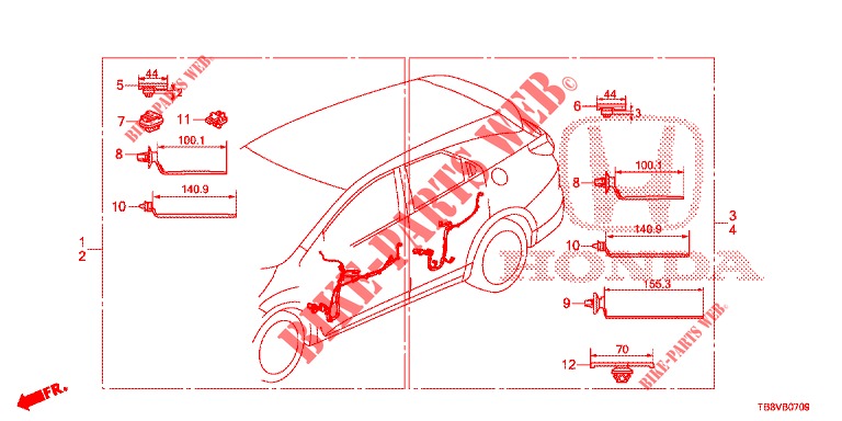 WIRE HARNESS (5) (RH) for Honda CIVIC TOURER DIESEL 1.6 EX 5 Doors 6 speed manual 2017