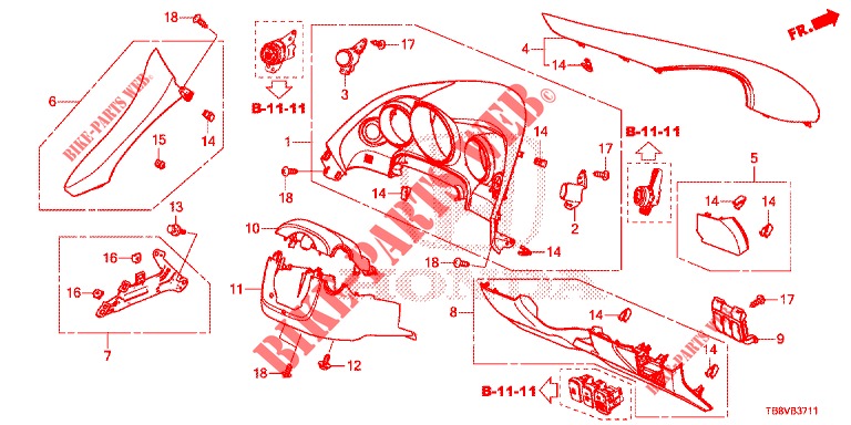 INSTRUMENT GARNISH (COTE DE CONDUCTEUR) (RH) for Honda CIVIC TOURER DIESEL 1.6 EXGT 5 Doors 6 speed manual 2017
