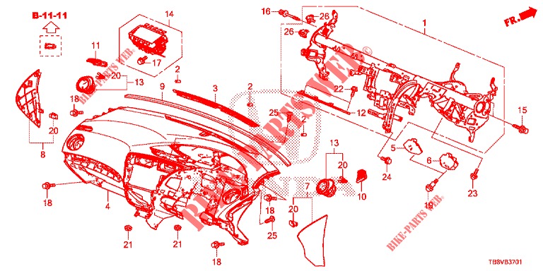 INSTRUMENT PANEL UPPER (RH) for Honda CIVIC TOURER DIESEL 1.6 EXGT 5 Doors 6 speed manual 2017