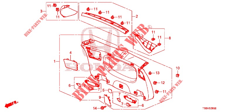 TAILGATE LINING/ REAR PANEL LINING (2D)  for Honda CIVIC TOURER DIESEL 1.6 EXGT 5 Doors 6 speed manual 2017